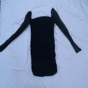 Princess Polly Mesh Long Sleeve Black Homecoming dress